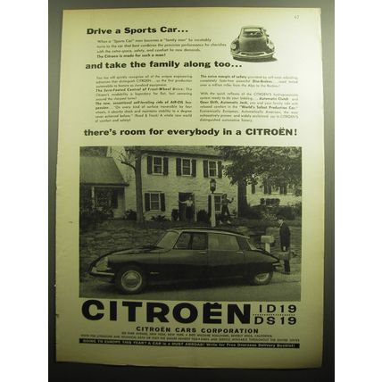 1958 Citroen DS19 Car Ad - Drive a sports car.. and take the family along too