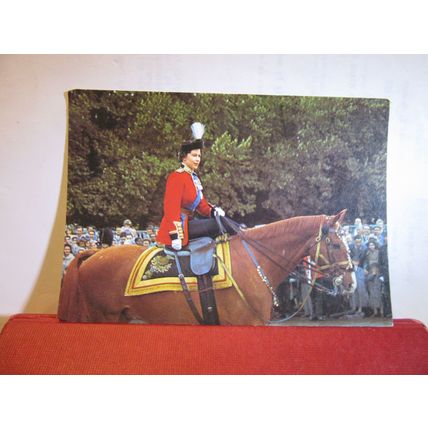 QUEEN ELIZABETH II ON HORSEBACK, LONDON unused postcard by Dixon royalty =