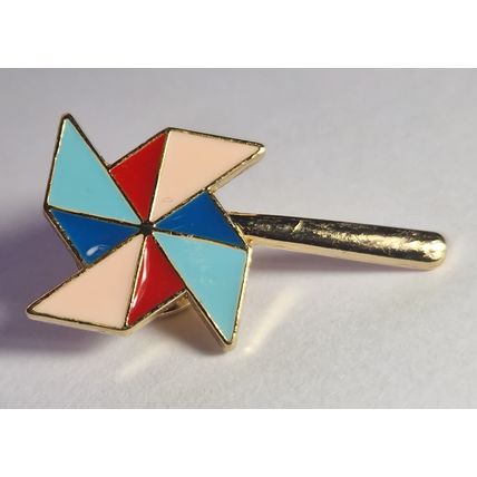 Novelty Cartoon Childrens Pinwheel Fan Spinner Metal Lapel Pin Badge Cute