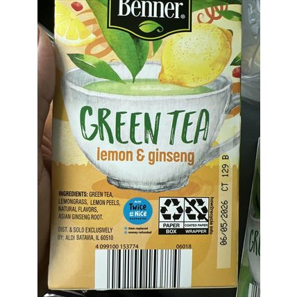 Lemon and Ginseng Green Tea 2 Packs Each 40 Bags Winter Warming