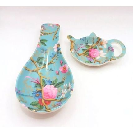 Blossom Melamine Spoon & Teabag Holder Set Kitchen Household Gift Home