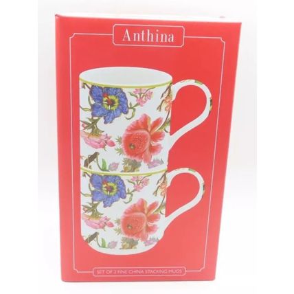 Anthina Mugs Fine China Set of Two Ceramic 9 CM Microwave & Dishwasher Safe
