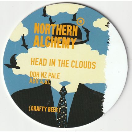UNUSED PUMP CLIP FRONT - NORTHERN ALCHEMY BREWERY - HEAD IN THE CLOUDS NZ PALE