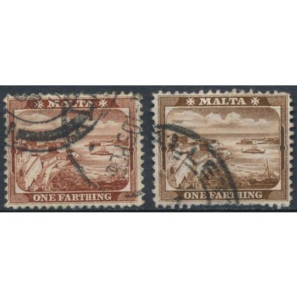 Valetta Harbour: ¼d - Malta 1905 & 1910 - F H - SG 45 & 45a
