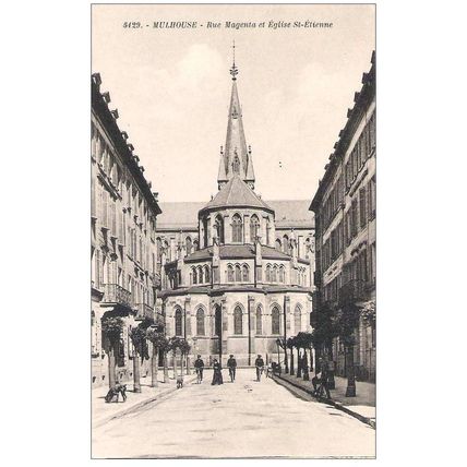 68 - Mulhouse - Rue Magenta et Eglise St-Etienne