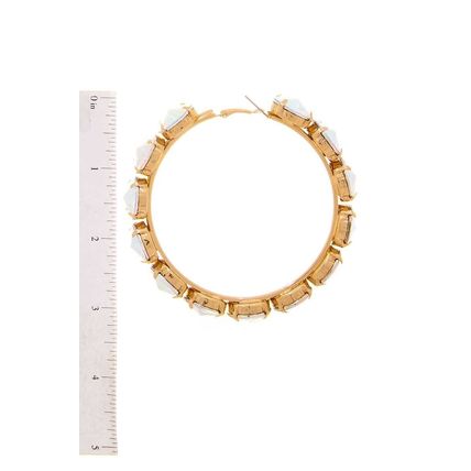 Rhinestone 3.25 Inch Classic Hoop Earring