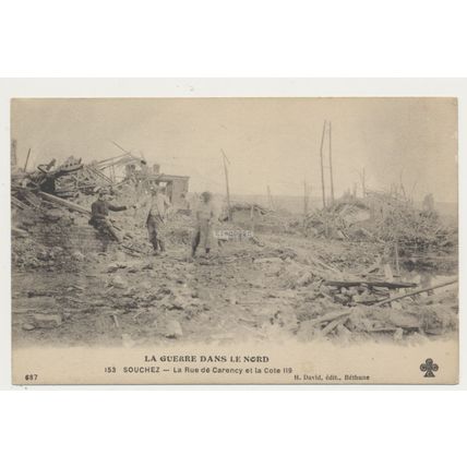 Souchez La Rue de Carency et la Cote Hill 119 CCC 153 RPPC Guerre WW1