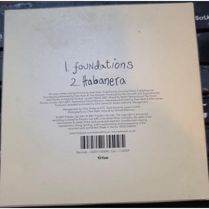Kate Nash A 2 Track Single In A Card Sleeve Foundations 2007
