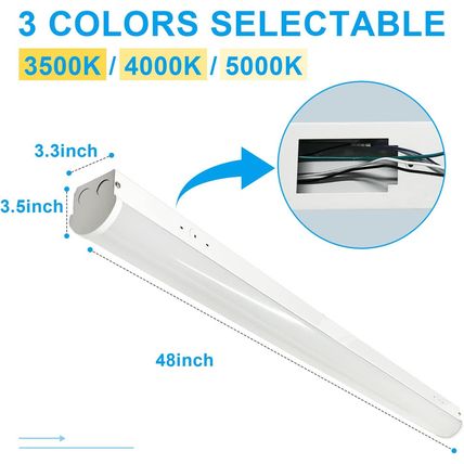 40W LED Tunable Shop Light 4FT, 3500K/4000K/5000K CCT Selectable LED Suspended L