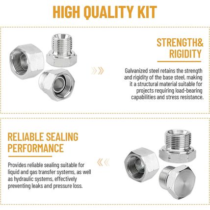 56 Pcs BSPP Cap and Plug Kit, Hydraulic Cap and Plug Kit with Precision Threadin