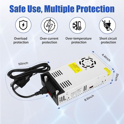New Version 110V AC to 12V DC Converter 12Volt 50A 600W Power Supply Transformer