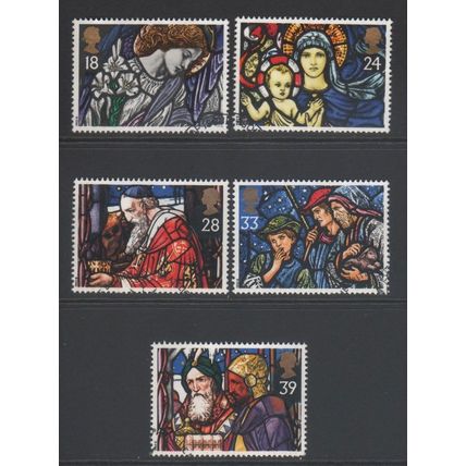LOT#450 – GB QEII 1992 CHRISTMAS “STAINED GLASS WINDOWS” STAMP SET FDI, F/USED