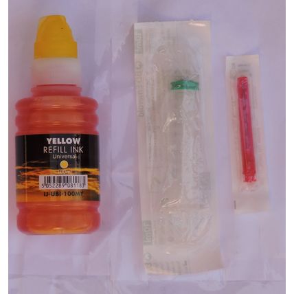 Single Dye Yellow 100ml IJ Brand Ink with Syringe Nozzle for Refilling Cartridge