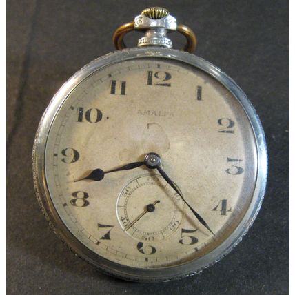 Antique SWISS = AMALPA = Watch Sterling Silver 800 Pocket Watch 15 jewels 1900's