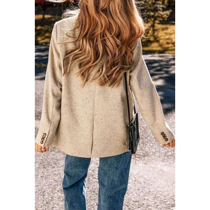Oatmeal Single Breasted Elegant Suit Jacket