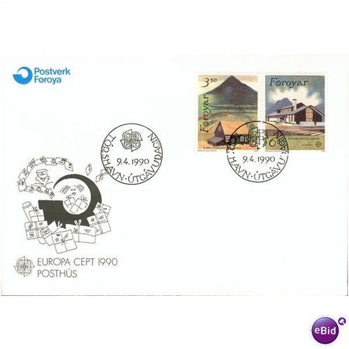 Faroe Islands FDC 1990 - SG 193-194 - Europa - Post Office Buildings