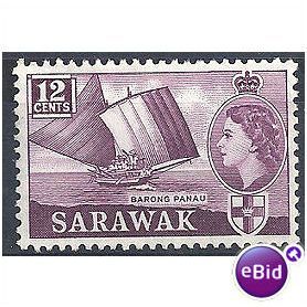 Sarawak 1957 SG194 12c Plum Mounted Mint