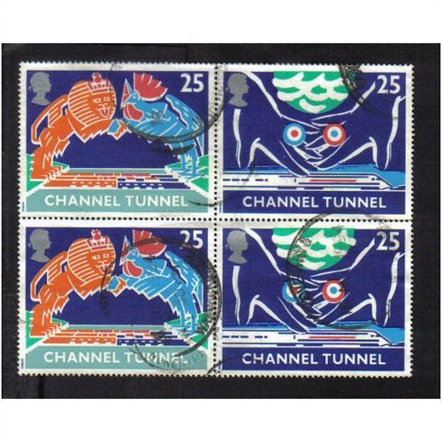 1994 GB CHANNEL TUNNEL BLOCK 25P F/U SG1820-1821