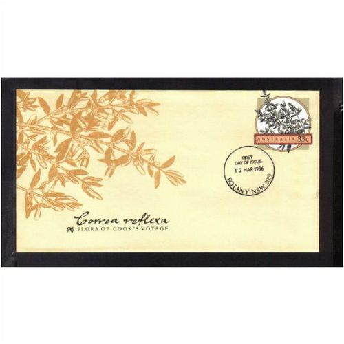 1986 AUSTRALIA FDC FLORA OF COOKS VOYAGE CORREA REFLEXA No104 "BOTANY NSW"