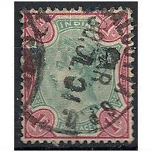 India 1892 SG105 1 RupeeGreen & Rose Fine Used .. .