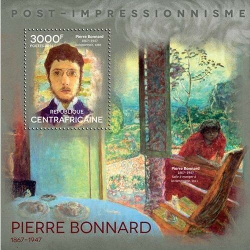 CENTRAL AFRICA 2014 SHEET MNH PIERRE BONNARD ART PAINTINGS ARTE PINTURAS 3A