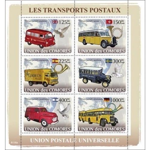 COMORES 2008 SHEET MNH POSTAL TRANSPORTS UNIVERSAL POSTAL UNION UPU 1