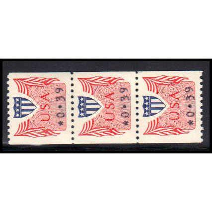 CVP31 39c Shield Very Fine MNH Dry Gum Strip of 3 PA5216