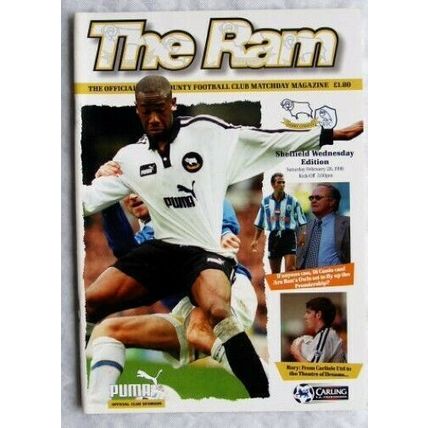 1998 programme Derby County v. Sheffield Wednesday, Rory Delap poster