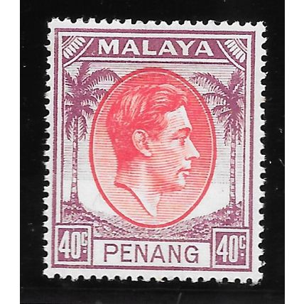 PENANG MALAYA 1949 KG6 40c SG18 18 SG RED PURPLE MINT HINGED