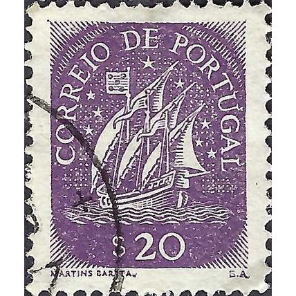 PORTUGAL, SHIP, 15th C Caravel, violet 1943, 20c