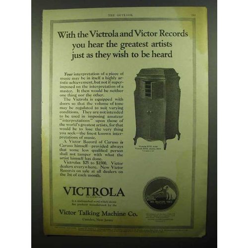 1920 Victor Victrola XVII Ad - Greatest Artists