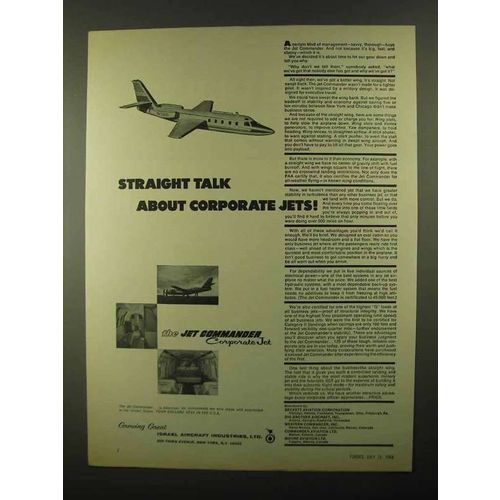 1968 Israel Aircraft Jet Commander Ad - Straight Talk
