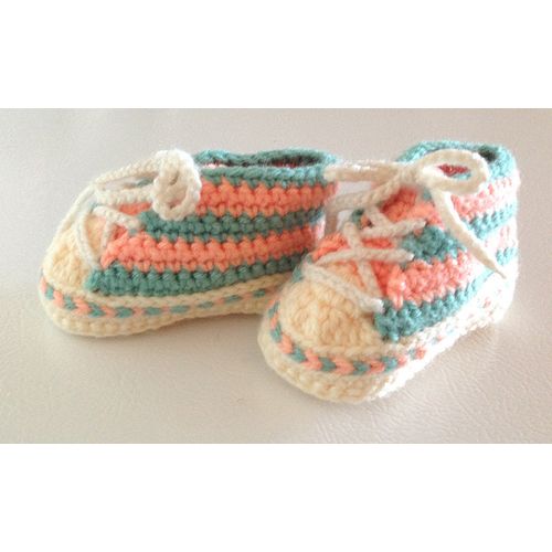 Baby booties #B010 unisex crochet converse tennis shoes 0-12 months