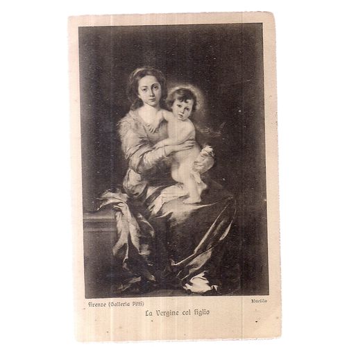 MADONNA by Murillo, FLORENCE, ITALY unused vintage postcard #
