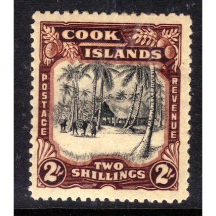 Cook Islands 1944 - 46 KGV1 2/-d Black & Brown MM SG 144 ( D1140 )