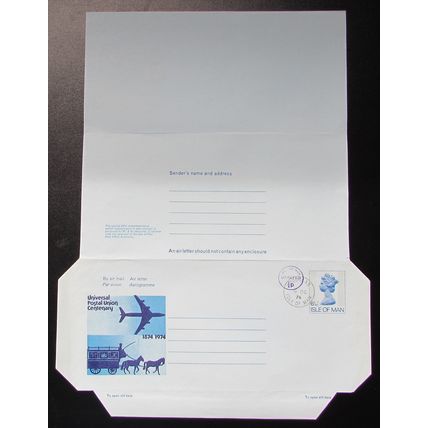 AIR LETTER - ISLE OF MAN 6 1/2p MACHIN UPU 1974 UPRATED