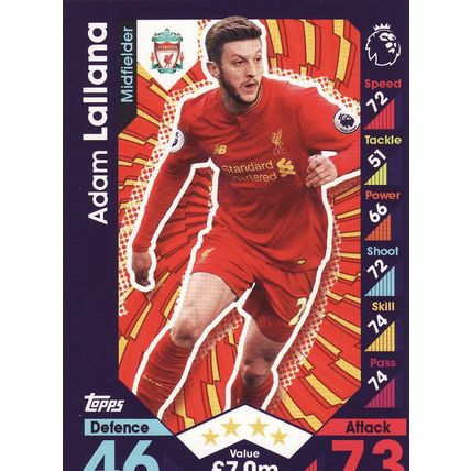 Match Attax 2016/2017 157 Adam Lallana Liverpool