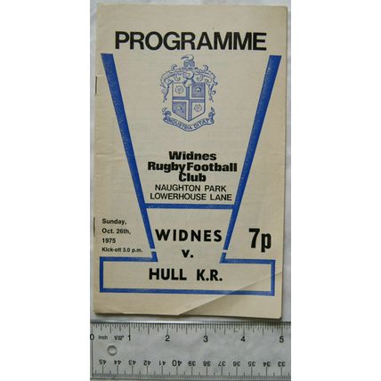 1975 programme Widnes v. Hull Kingston Rovers