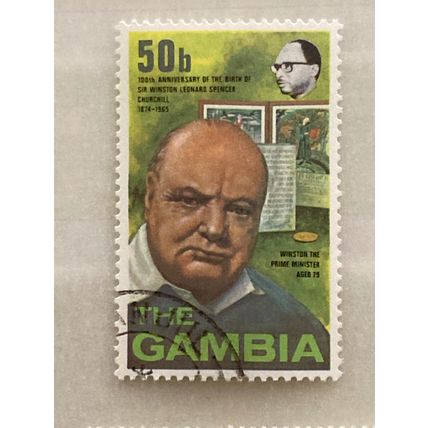 Gambia 1974 QEII Winston Churchill Birth 50b Prime Minister Used SG 322 stamp