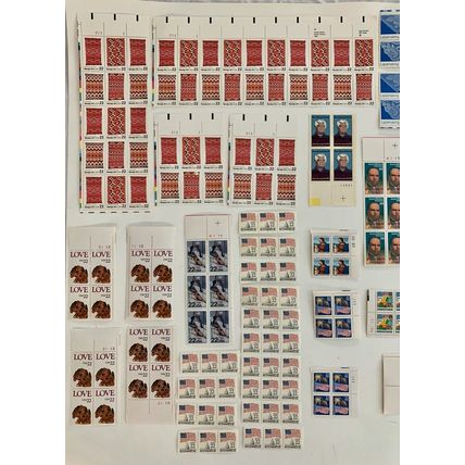 US 22c Stamp Lot Plate Blocks Strips MNHOG Celebrities Olympics Love Navajo Art