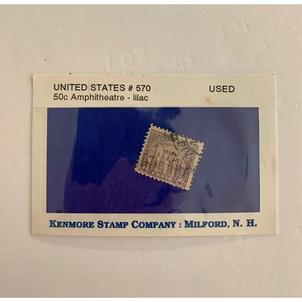 US #570 50c Arlington Amphitheater Lilac Used Canceled Stamp 1922 Antique Cents