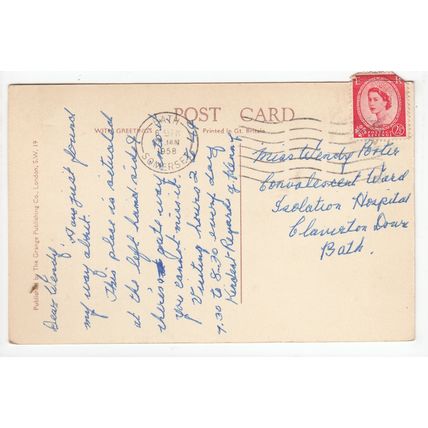 Combe Down Convalescent Home Bath Postcard 1958 Somerset