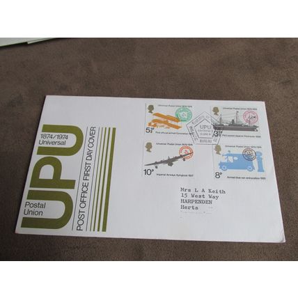1974 GB FDC Cover - UPU - Universal Postal Union transport