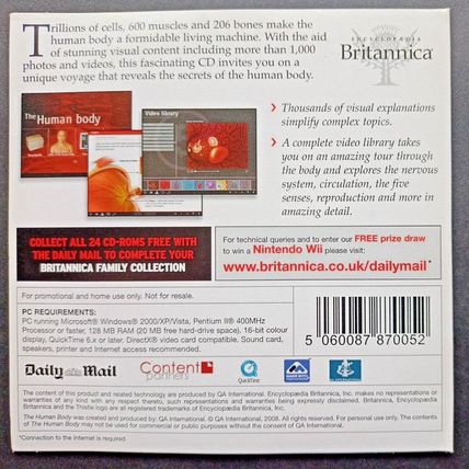 DISCOVER THE HUMAN BODY, A THE DAILY MAIL NEWSPAPER PROMOTION (1 CD-ROM).