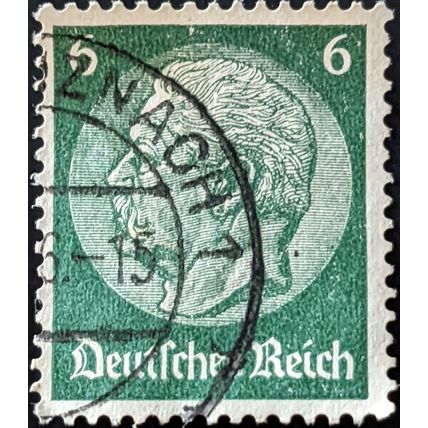 Stamp German Empire SG497B 1934 6pfg Paul von Hindenburg Used