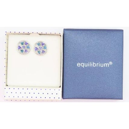 Floral Circular Silver Plated Earrings Friction Backs 1.4 CM Gift Jewellery