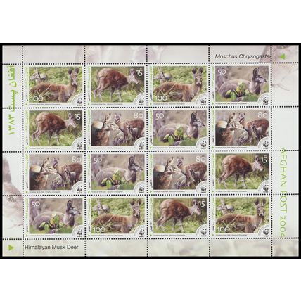 Afghanistan WWF Himalayan Musk Deer Sheetlet of 4 sets 2004 MNH