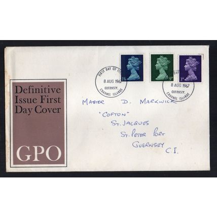 Elizabeth II - 1967 - Definitives FDC (Guernsey Postmark)