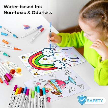 Ohuhu Markers for Adult Coloring Books No Bleeding 160 Colors Water-Based Dual T