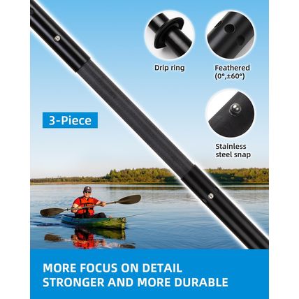 OCEANBROAD Adjustable Fishing Kayak Paddle - 94In/240Cm-98In/250Cm-102In/260Cm A